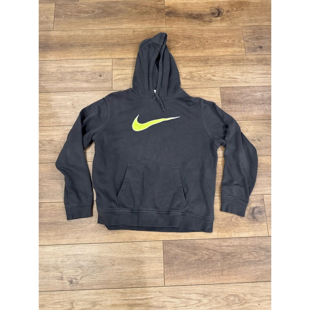 Y2k Nike Hoodie Mens Sz XL Athletic Light Weight Gray Green Center Swoosh